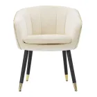 Living Room Armchair Upholstered in Fabric with Modern Wooden Legs - Ezia Viadurini