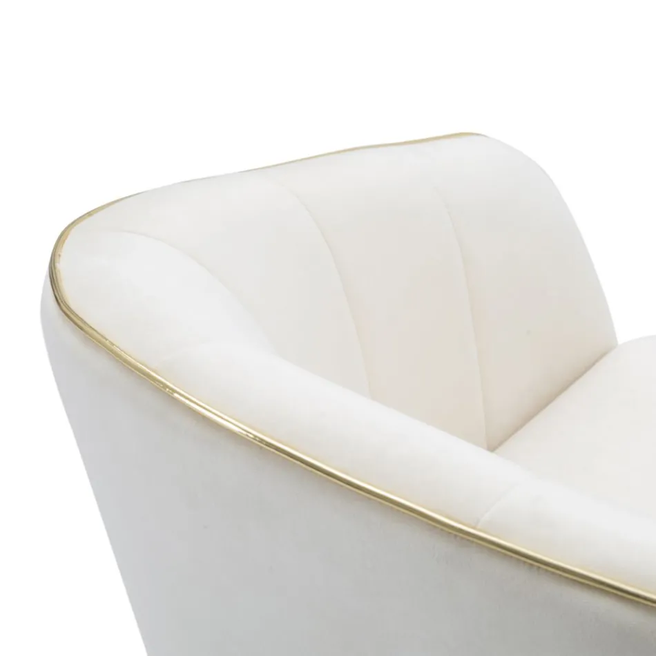 Living Room Armchair Upholstered in Fabric with Modern Wooden Legs - Ezia Viadurini