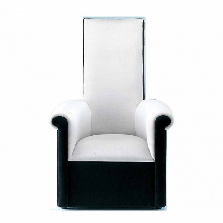 Living Room Armchair Upholstered in Black and White Velvet Made in Italy - Gedda Viadurini