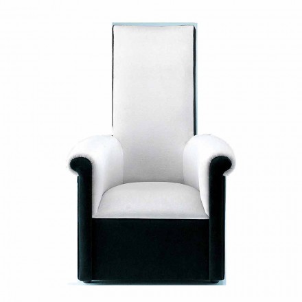 Living Room Armchair Upholstered in Black and White Velvet Made in Italy - Gedda Viadurini
