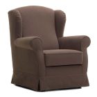Living Room Armchair with Removable Brown Fabric Made in Italy - Ottavia Viadurini