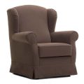 Living Room Armchair with Removable Brown Fabric Made in Italy - Ottavia