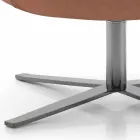 Swivel Living Room Armchair in Leather and Metal Made in Italy - Butterfly Viadurini