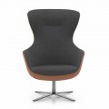 Swivel Living Room Armchair in Leather and Fabric Made in Italy - Butterfly