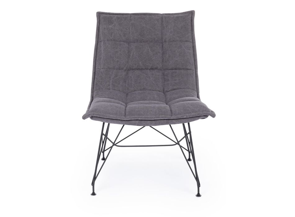 Living Room Armchair in Black Steel and Polyester Design Fabric - Susana Viadurini