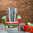 Reclaimed Solid Teak Living Room Armchair - Boatta Viadurini