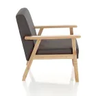 Living Room Armchair in Solid Pine Wood and Dark Gray Fabric - Basilicata Viadurini