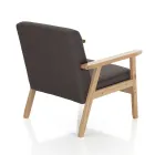 Living Room Armchair in Solid Pine Wood and Dark Gray Fabric - Basilicata Viadurini