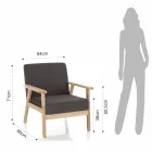 Living Room Armchair in Solid Pine Wood and Dark Gray Fabric - Basilicata Viadurini