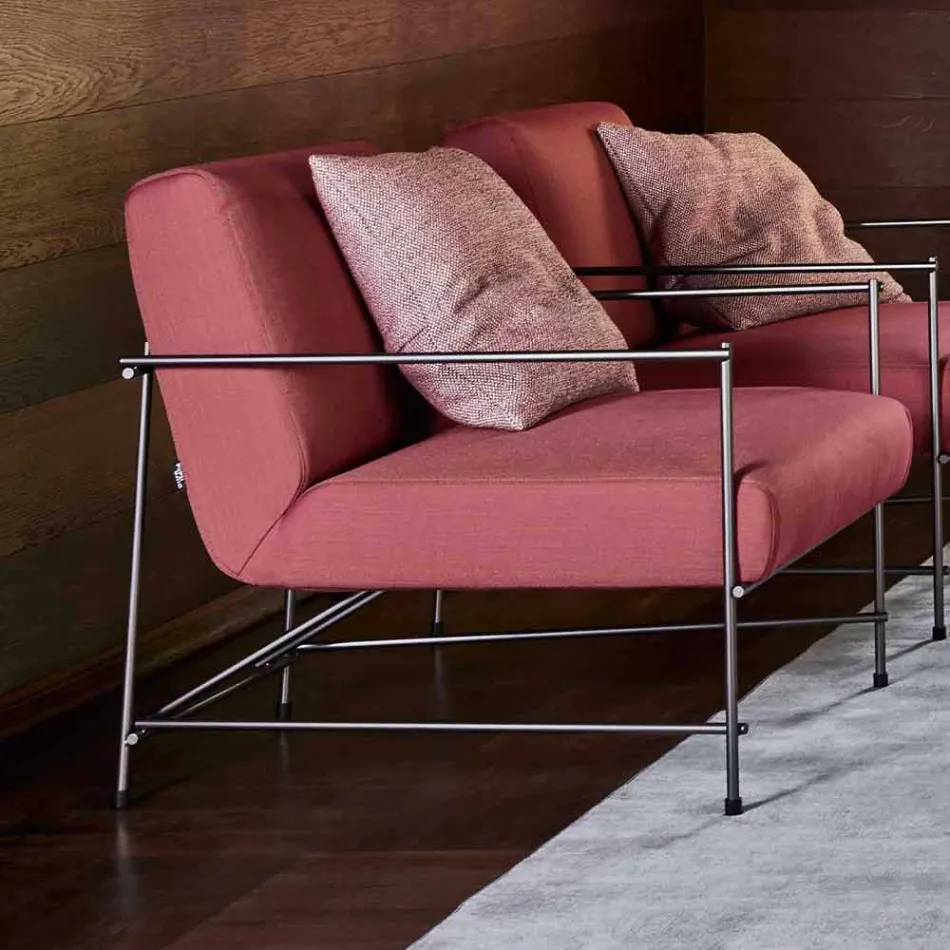 Fabric Living Room Armchair with Metal Structure Made in Italy - Manila Viadurini