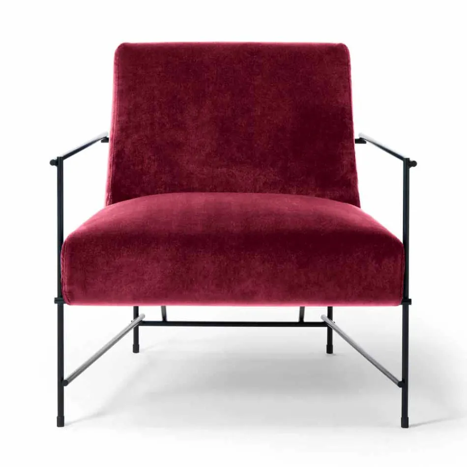 Fabric Living Room Armchair with Metal Structure Made in Italy - Manila Viadurini
