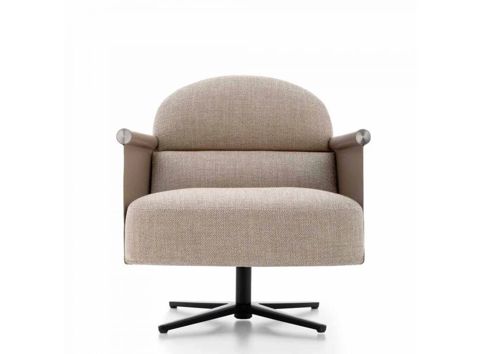Living Room Armchair in Fabric, Leather and Metal Made in Italy - Camomilla Viadurini