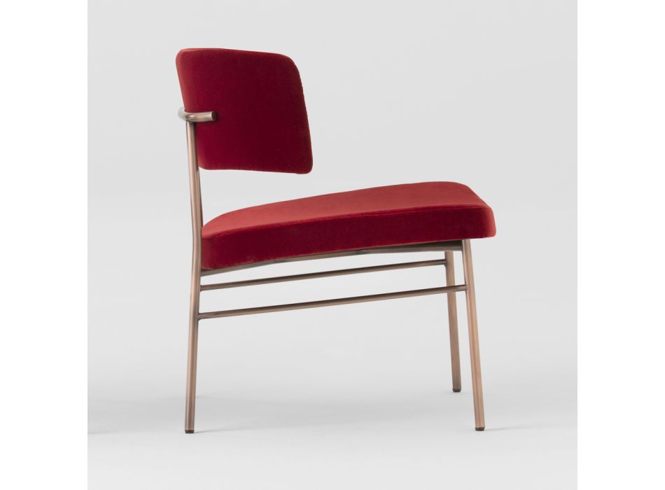 Velvet Living Room Armchair with Metal Structure Made in Italy - Alaska Viadurini