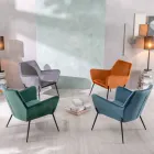 Living Room Armchair in Velvet of Different Colors and Metal Base - Italy Viadurini
