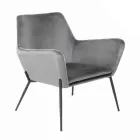Living Room Armchair in Velvet of Different Colors and Metal Base - Italy Viadurini