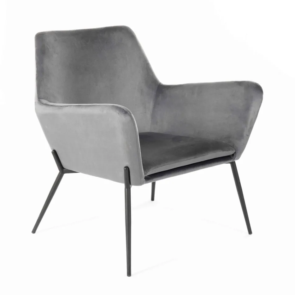 Living Room Armchair in Velvet of Different Colors and Metal Base - Italy Viadurini