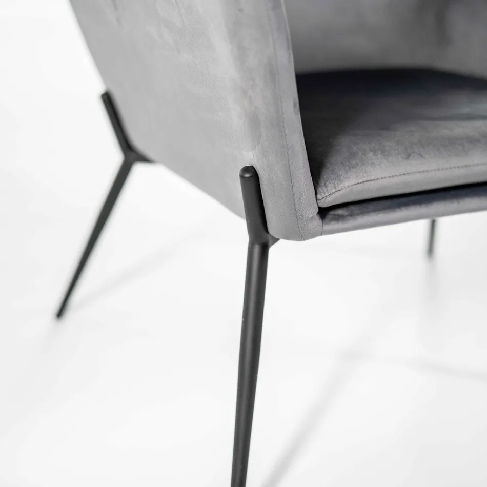 Living Room Armchair in Velvet of Different Colors and Metal Base - Italy Viadurini