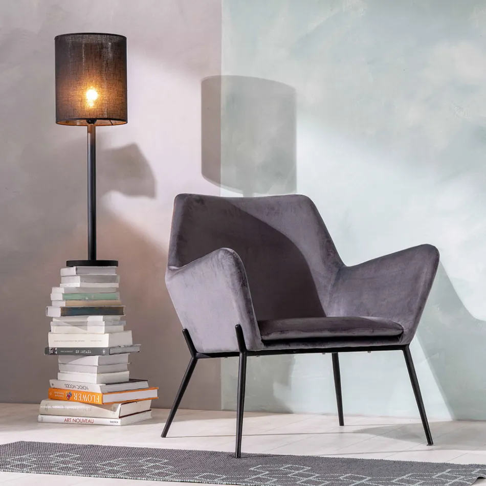 Living Room Armchair in Velvet of Different Colors and Metal Base - Italy Viadurini
