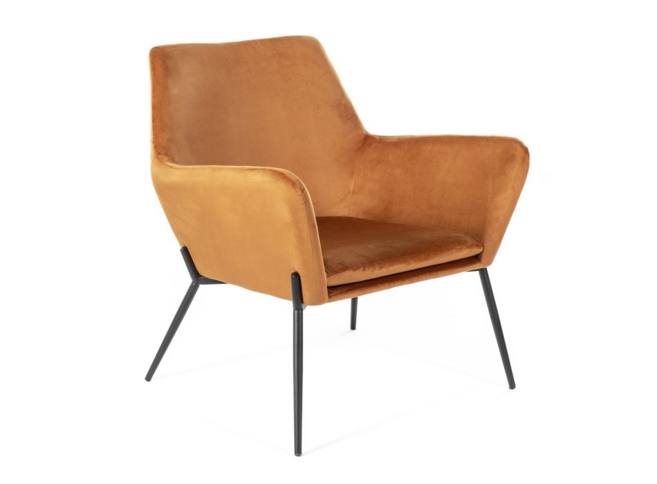Living Room Armchair in Velvet of Different Colors and Metal Base - Italy Viadurini