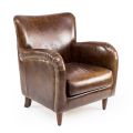 Living Room Armchair Made of Aged Effect Vintage Leather - Stamp