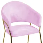 Living Room Armchair Made of Gold Metal and Pink Velvet - Shell Viadurini