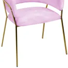 Living Room Armchair Made of Gold Metal and Pink Velvet - Shell Viadurini