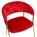 Living Room Chair Made of Gold Metal and Red Velvet - Beach Viadurini