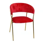 Living Room Chair Made of Gold Metal and Red Velvet - Beach Viadurini