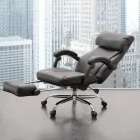Swivel and Reclining Office Armchair in Black Ecoleather - Nazzareno Viadurini