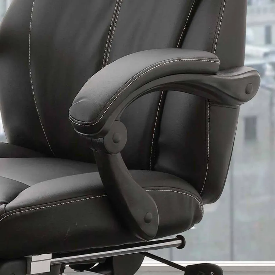 Swivel and Reclining Office Armchair in Black Ecoleather - Nazzareno Viadurini