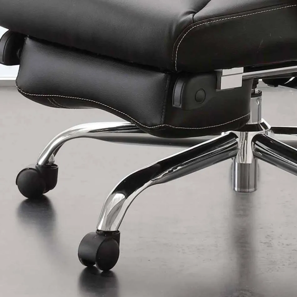 Swivel and Reclining Office Armchair in Black Ecoleather - Nazzareno Viadurini