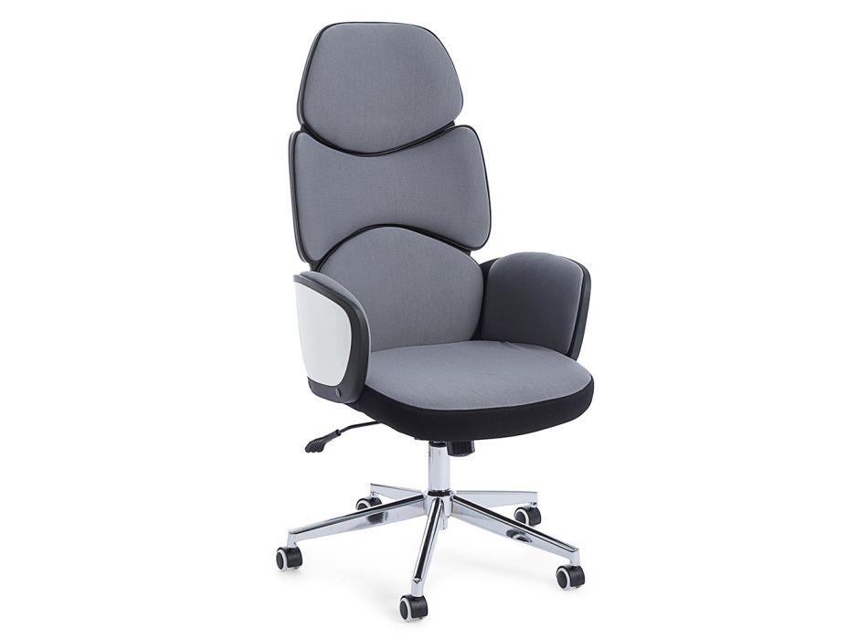Adjustable Swivel Office Chair in Steel and Polyester - Luigio Viadurini