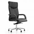 Presidential Office Chair with Black Faux Leather Wheels - Tomomi