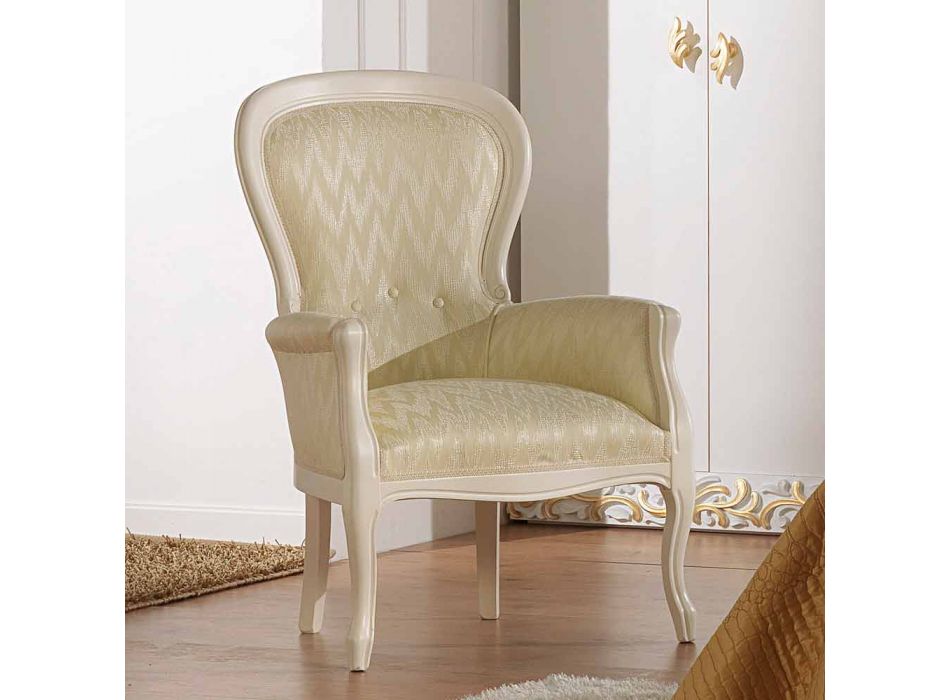 Classic design armchair in wood, upholstered in Turner fabric
