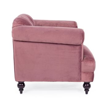 Classic Design Armchair in Wood and Gray or Pink Velvet Effect - Sanny
