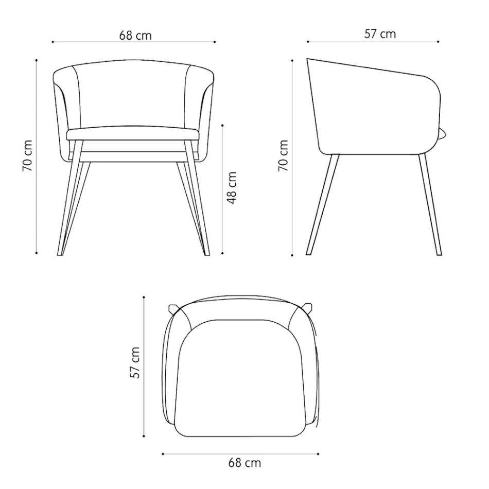 High Quality Armchair in Fabric with Metal Base Made in Italy - Bergen Viadurini