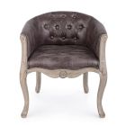Classic Design Armchair in Wood and Eco-Leather Effect Seat - Katen Viadurini