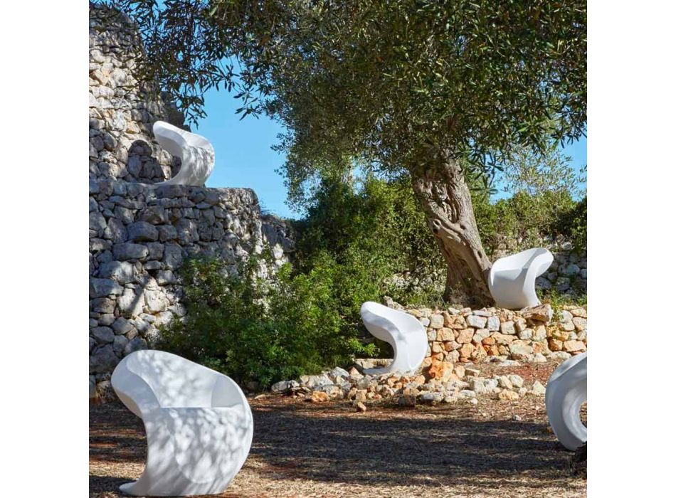 Internal or External Design Armchair in White Polyethylene - Petra by Myyour Viadurini