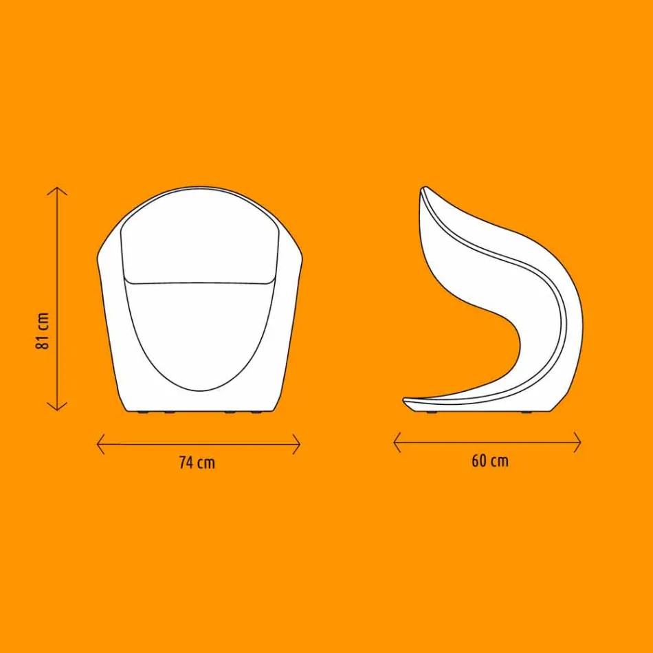 Internal or External Design Armchair in White Polyethylene - Petra by Myyour Viadurini