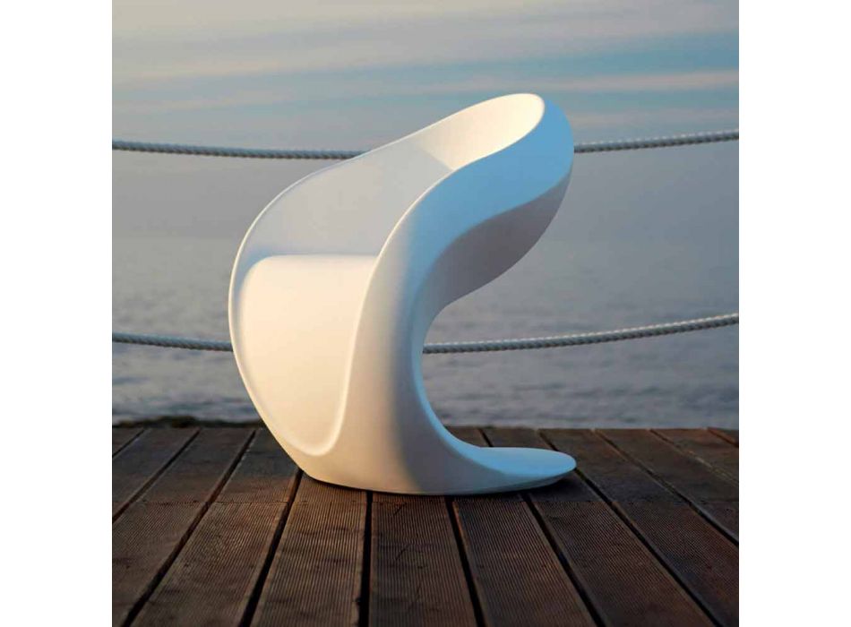 Internal or External Design Armchair in White Polyethylene - Petra by Myyour Viadurini