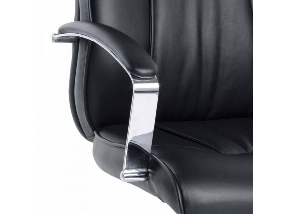 Directional Office Swivel Armchair Leather Seats and Metal Base - Virone Viadurini