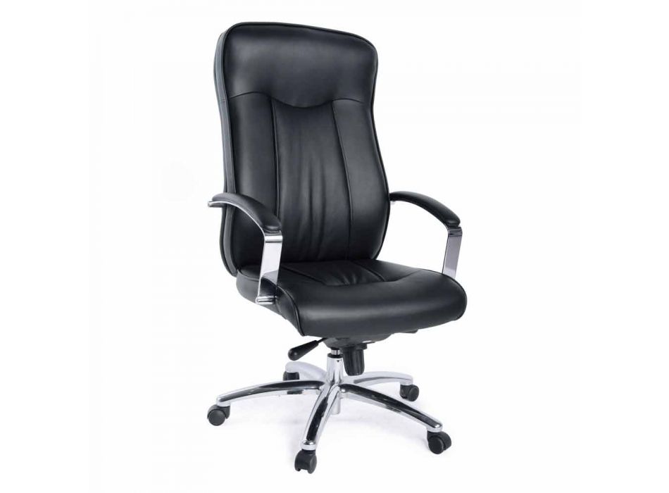 Directional Office Swivel Armchair Leather Seats and Metal Base - Virone Viadurini