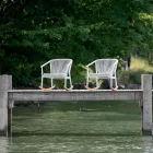 Garden Rocking Armchair in Solid Wood and Fabric - Smart by Varaschin Viadurini