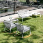 Garden Rocking Armchair in Solid Wood and Fabric - Smart by Varaschin Viadurini