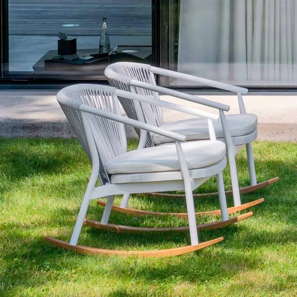 Garden Rocking Armchair Solid and Upholstered Fabric - Smart by Varaschin Viadurini