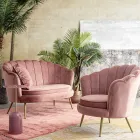 Elegant Upholstered Living Room Armchair Velvet Effect 3 Finishes - Geppy Viadurini