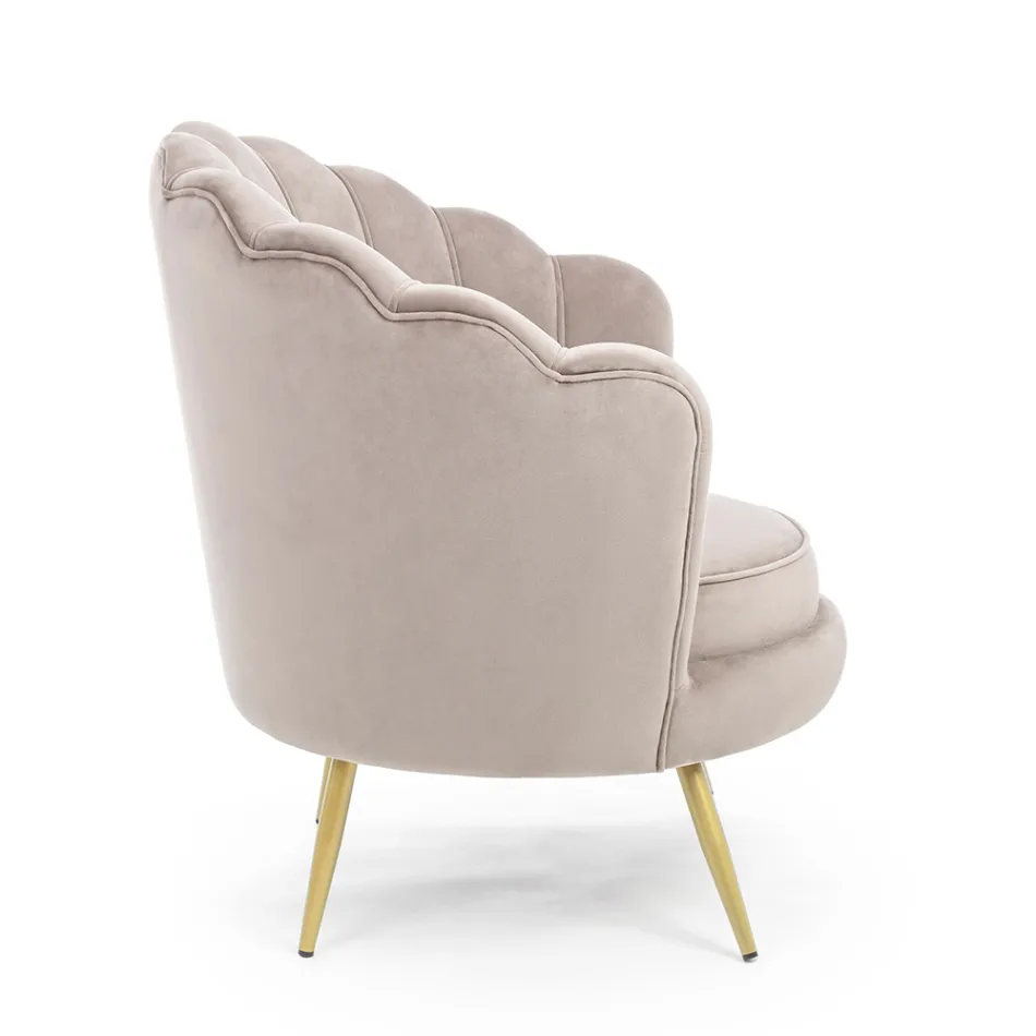 Elegant Upholstered Living Room Armchair Velvet Effect 3 Finishes - Geppy Viadurini