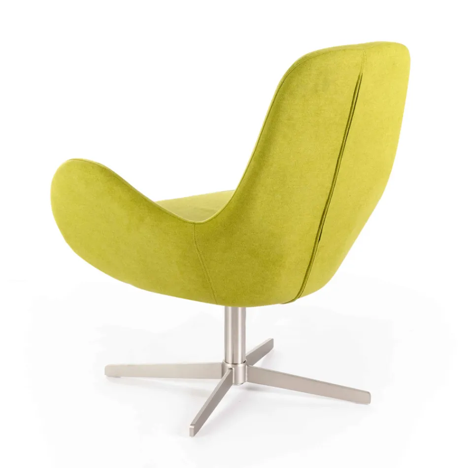 Swivel Armchair with Metal Base and Fabric Seat - Sereno Viadurini