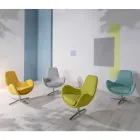 Swivel Armchair with Metal Base and Fabric Seat - Sereno Viadurini