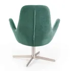 Swivel Armchair with Metal Base and Fabric Seat - Sereno Viadurini
